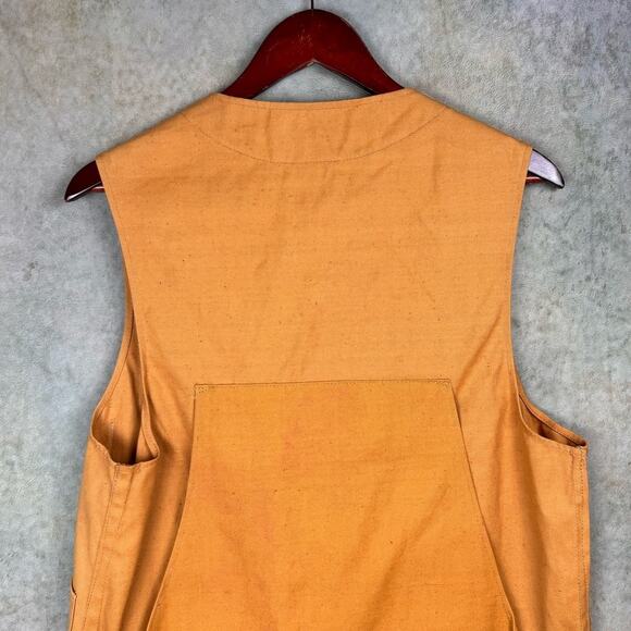 VTG 70s Hunting Vest Sz L Tan Shooting Pockets USA Utility Apache Brand - Picture 7 of 8